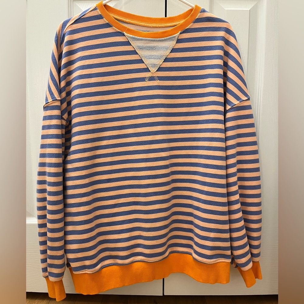 Striped Sweatshirt Blue and Orange Oversized Large/XLarge